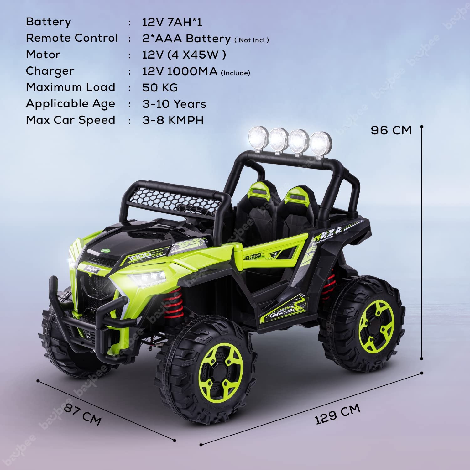Minikin Wrath 4x4 Rechargeable Battery Operated Jeep I Large Size I 1 to 8 Years