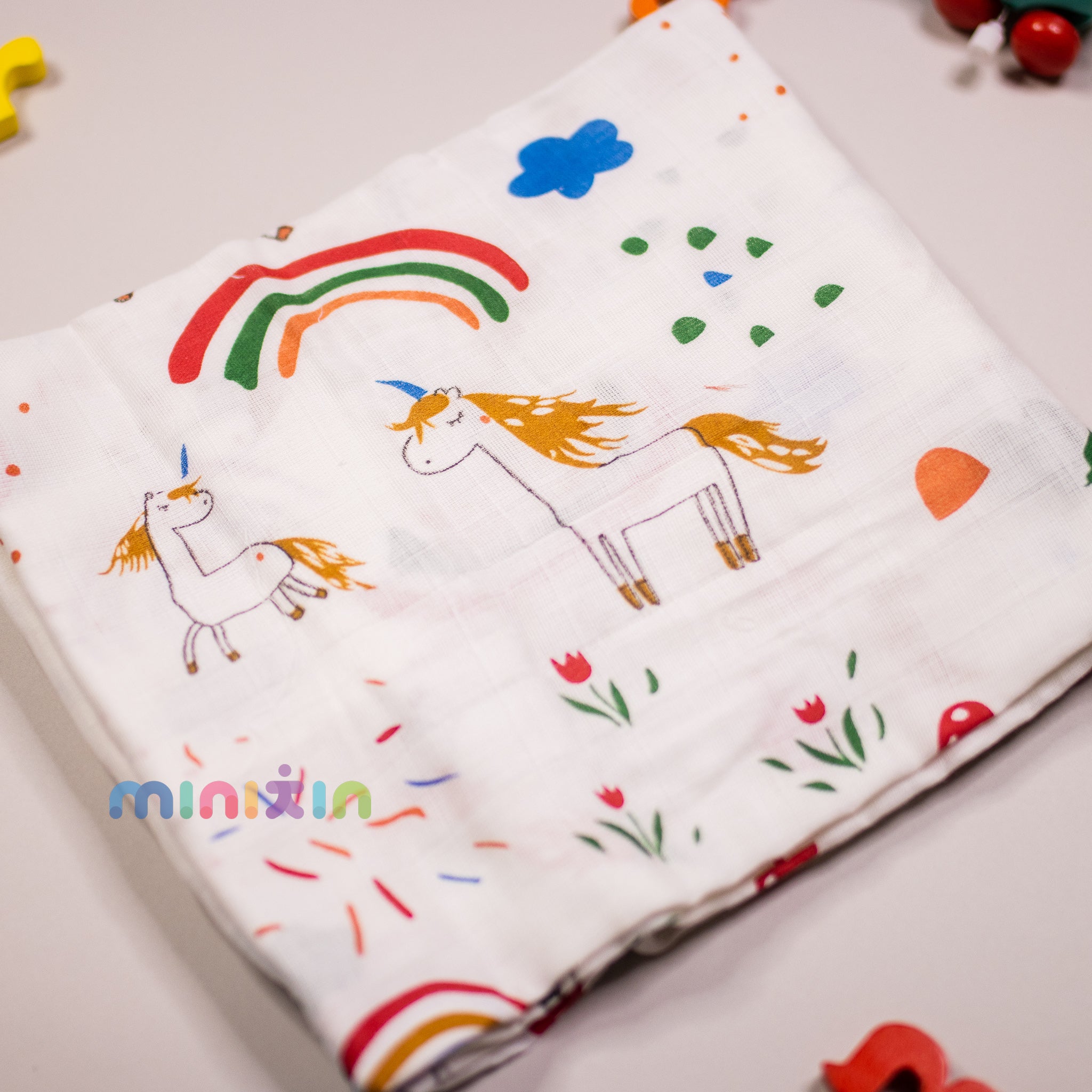 Premium Muslin 100% Organic Swaddle Blanket 106x106 cm - Pack of 3 - Assorted Prints - The Minikin Store