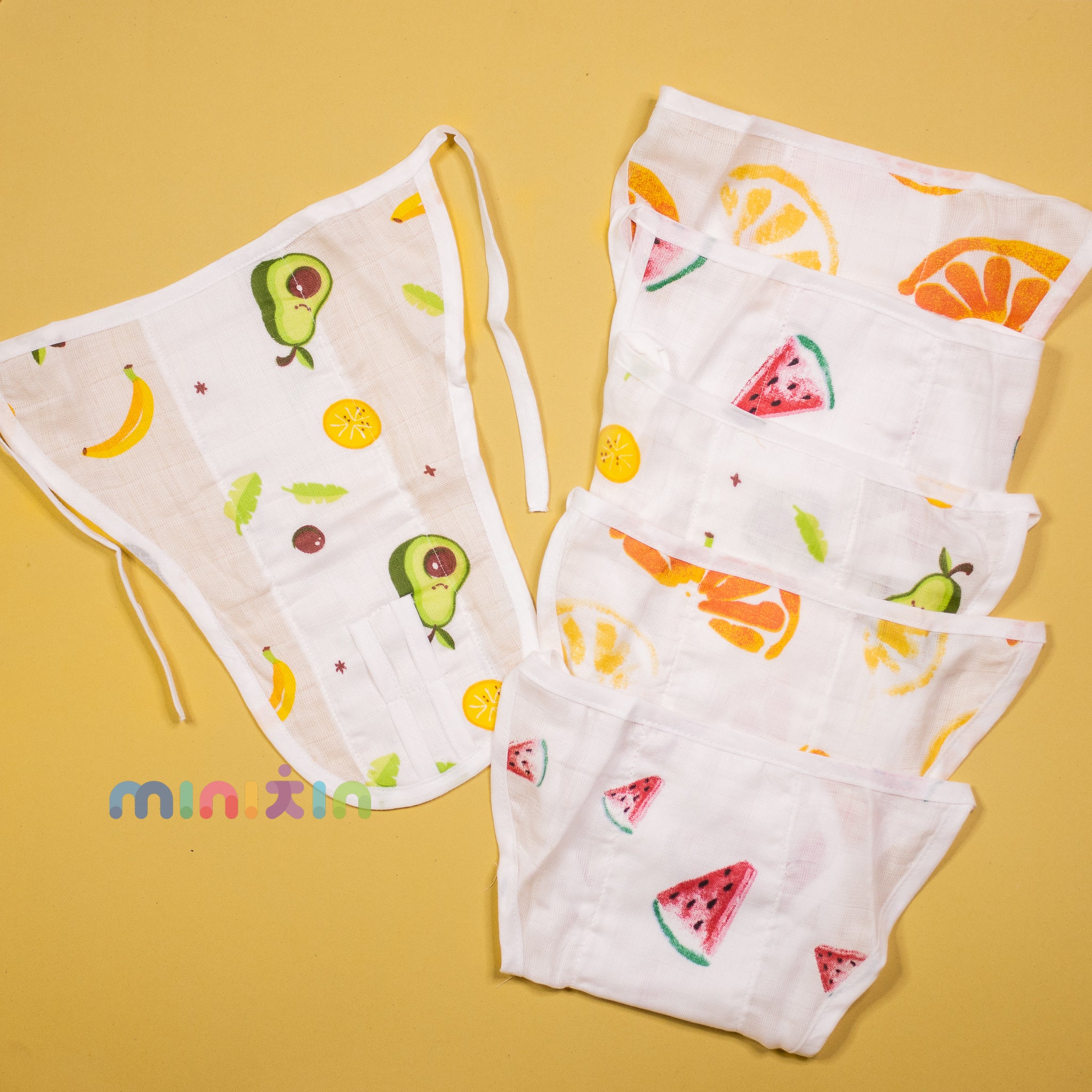 Extra Soft Organic Cotton Muslin Nappies for NewBorn Baby - Pack of 6 - Assorted Prints - The Minikin Store