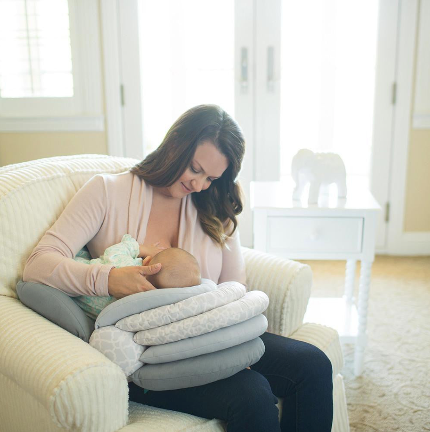 Elevate Adjustable Nursing and Breastfeeding Pillow I with multiple angle I Contoured & Multi layered Butterfly Design