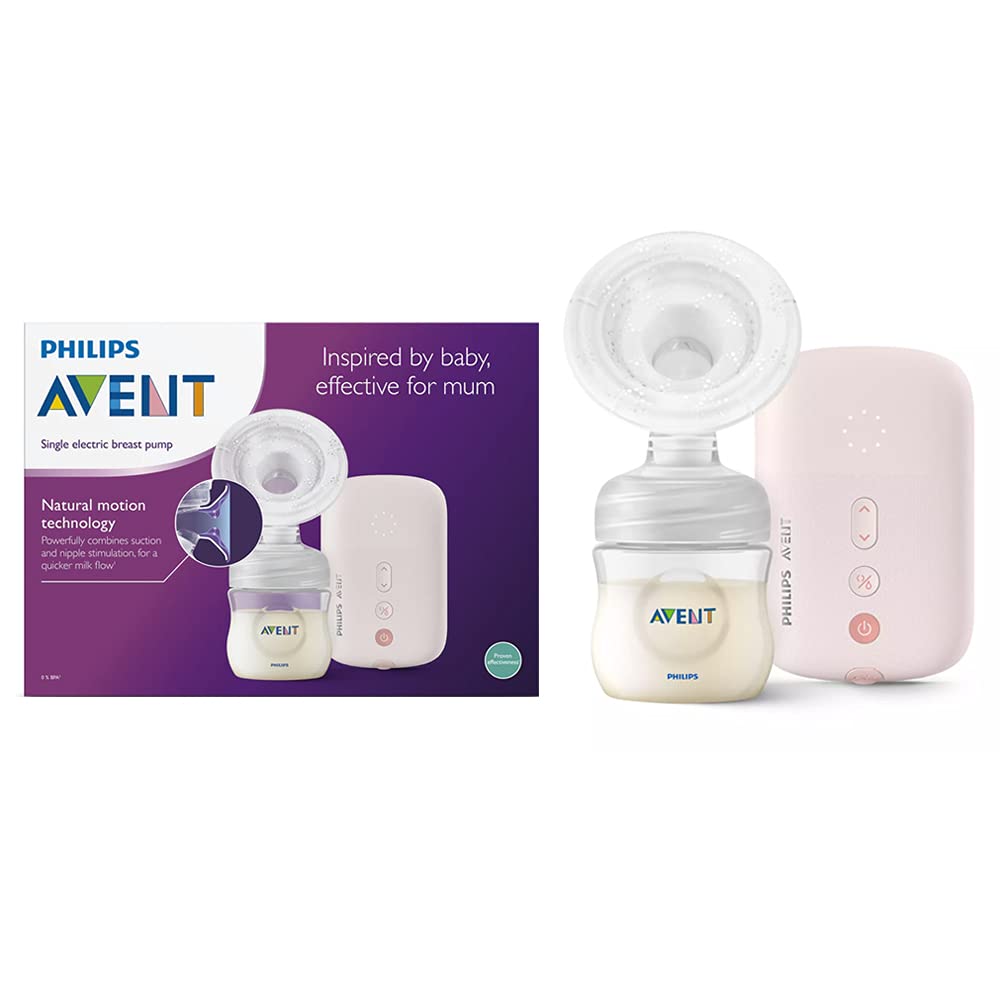 Philips Avent Electric Single Breast Pump, Personalised Experience, Flexible Silicone Cushion, Bottle, Natural Motion Technology, Quiet Motor (Pink, White) - The Minikin Store