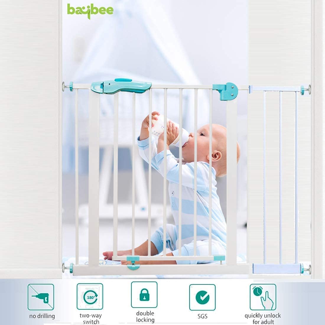 Baby Auto Close Safety Gate (White) - The Minikin Store