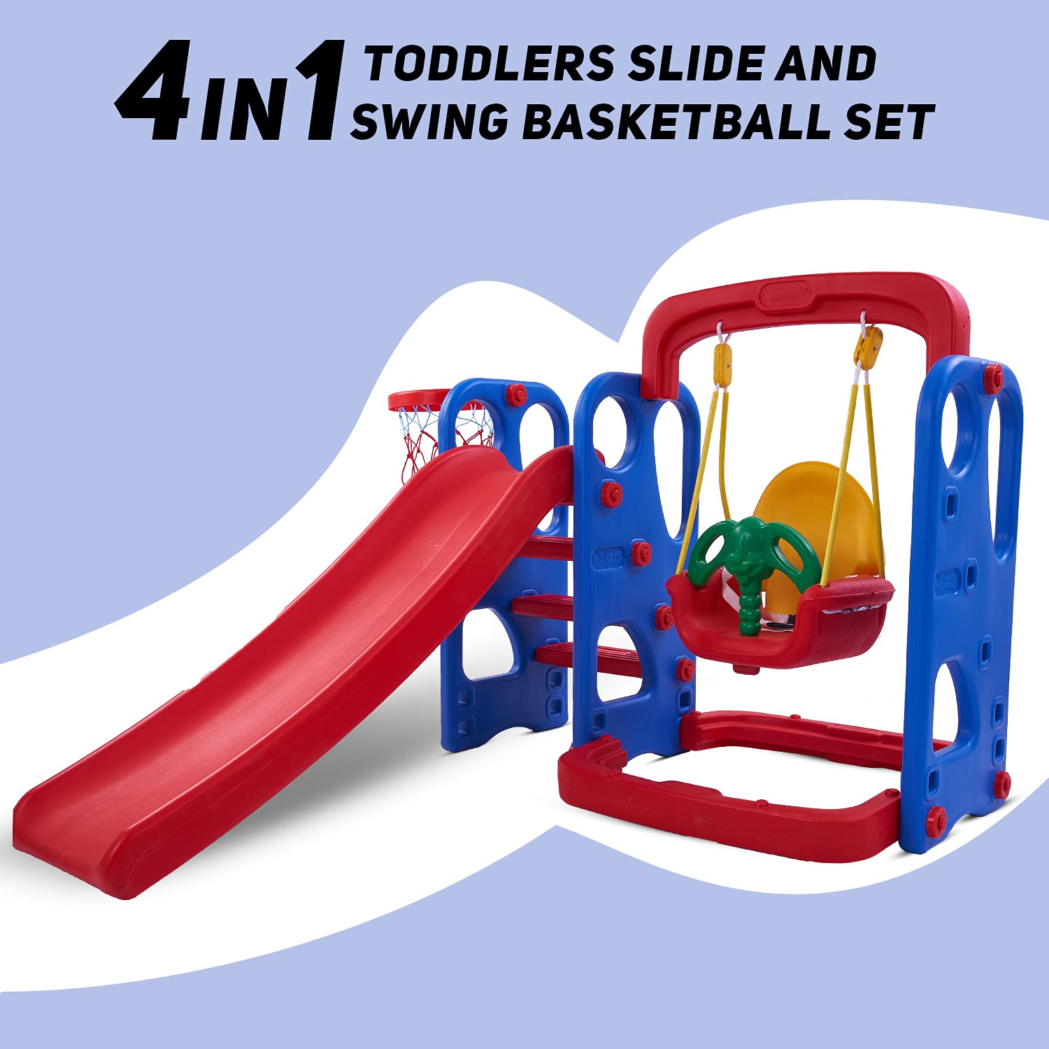 Slide Combo Set For Kids (Slide + Swing + Basketball) - The Minikin Store