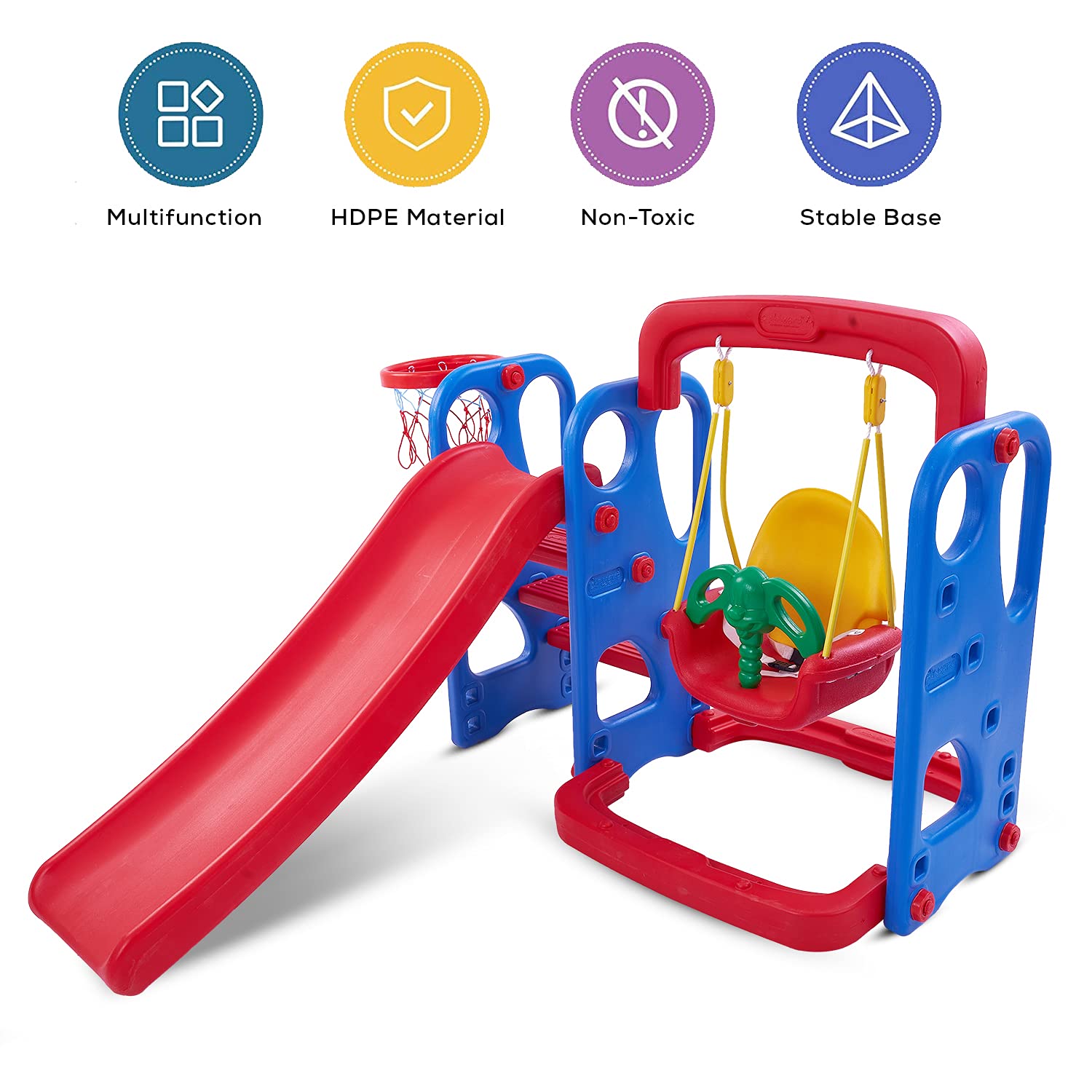 Slide Combo Set For Kids (Slide + Swing + Basketball) - The Minikin Store