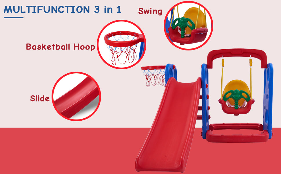 Slide Combo Set For Kids (Slide + Swing + Basketball) - The Minikin Store