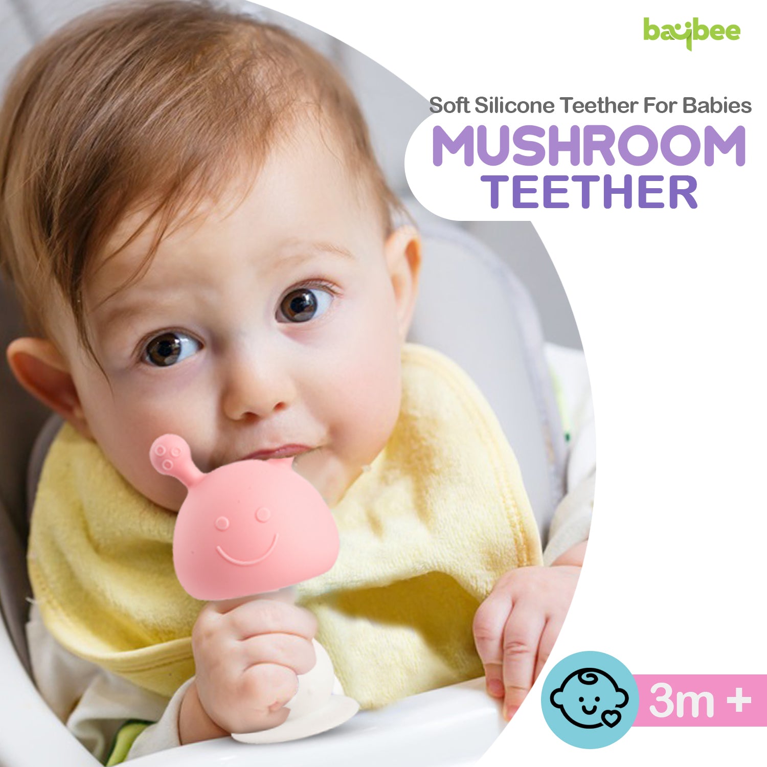 Mushroom Silicone teether (Pink) - The Minikin Store