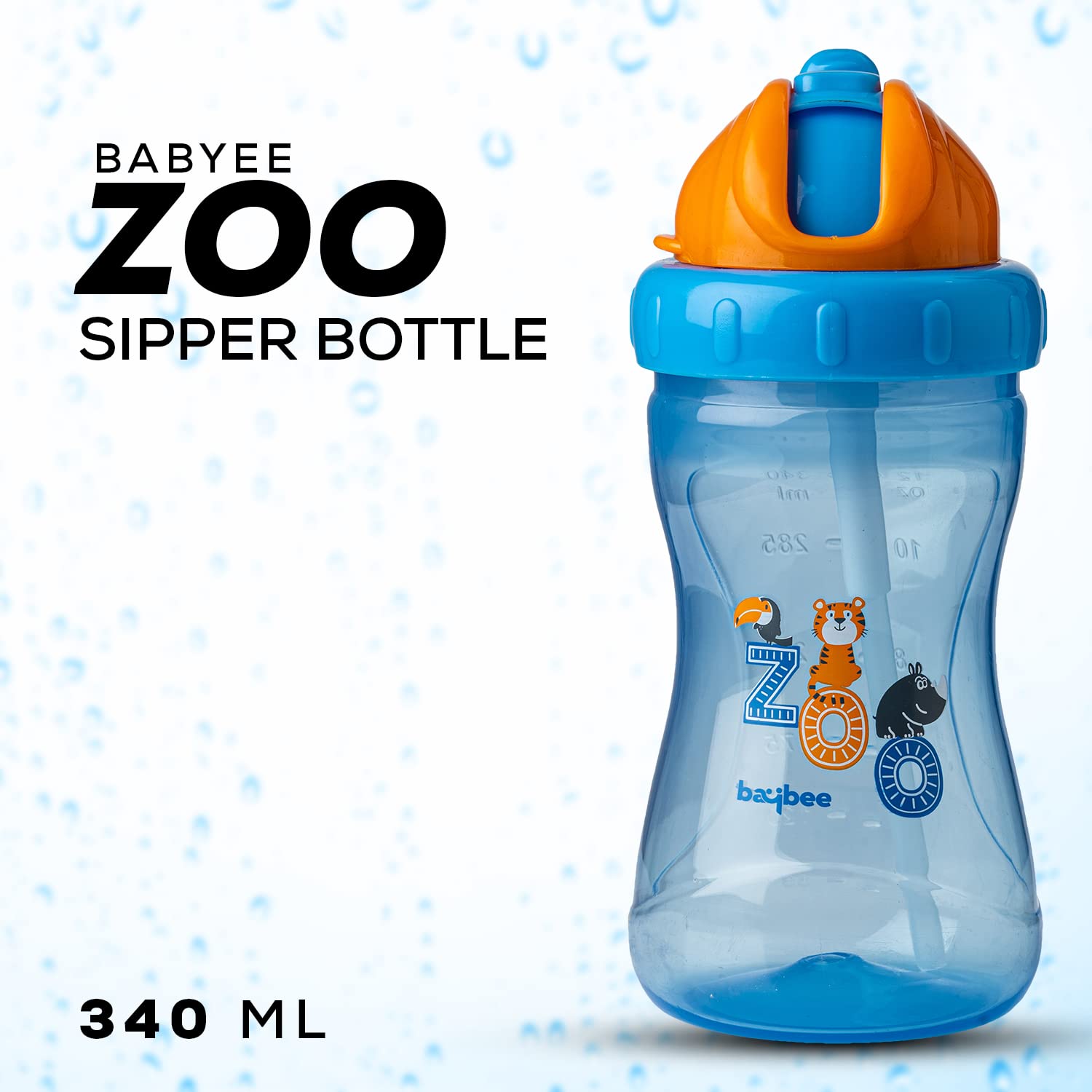 Minikin Zoo 340ML Sipper Bottle for kids I Anti-Spill Sippy Bottle with Soft Silicone Straw BPA Free -340 ml