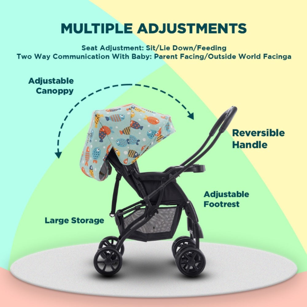 Pulse Reversible Handle Baby Stroller & Pram - Multi-Adjustment, Anti-Shock Wheels (Newborn to 4 Years)