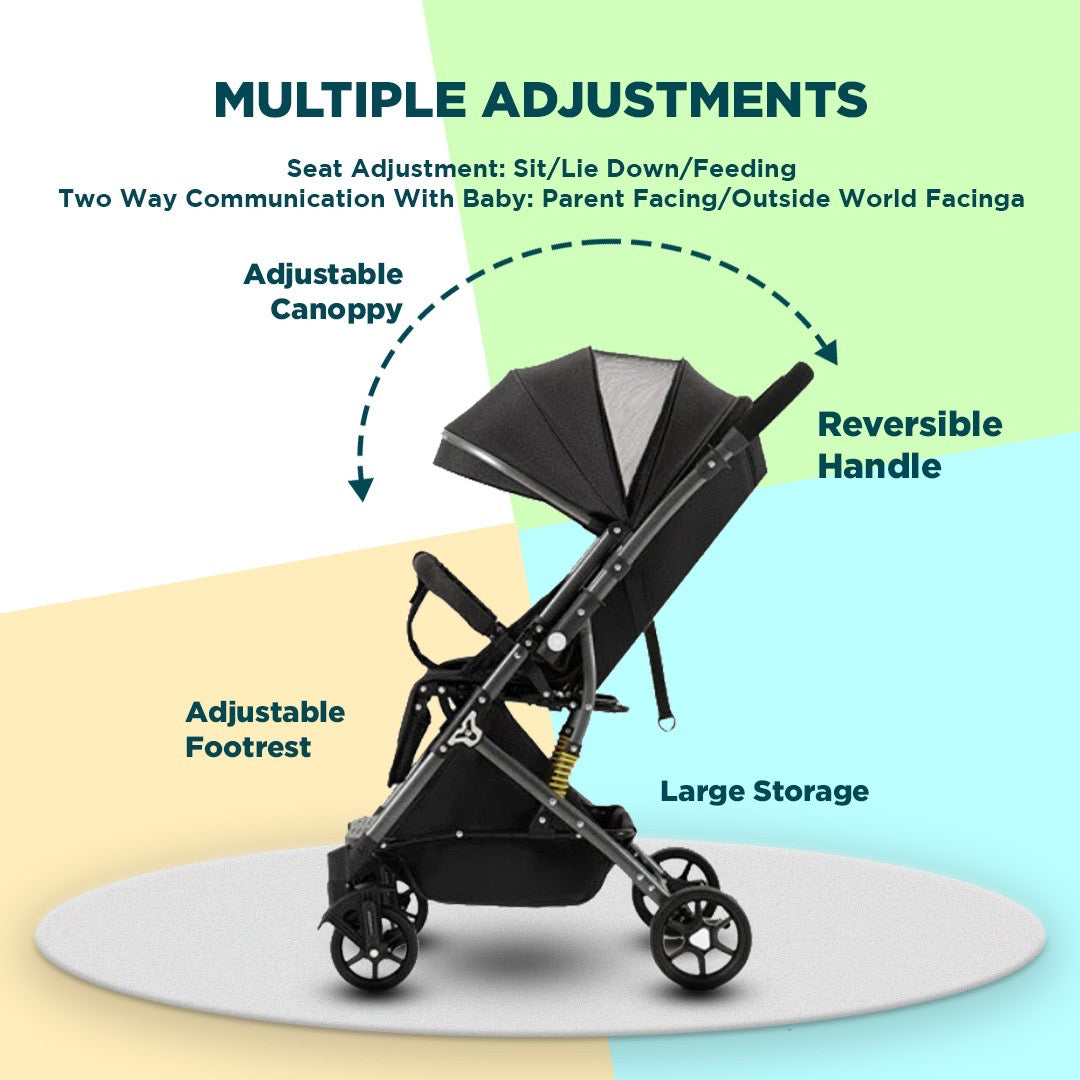 Nova Reversible Handle Baby Stroller & Pram - Multi-Adjustment, Anti-Shock Wheels (Newborn to 4 Years)