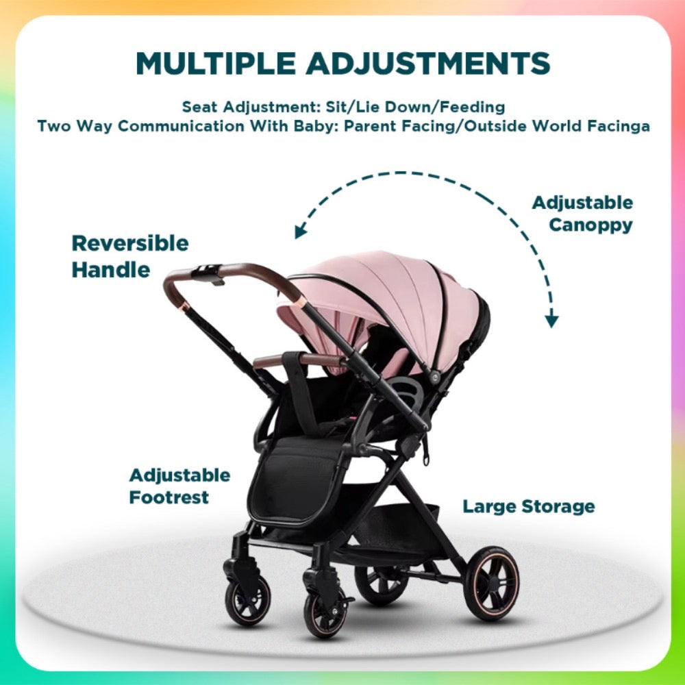 Glide Reversible Handle Baby Stroller & Pram - Multi-Adjustment, Anti-Shock Wheels (Newborn to 5 Years)