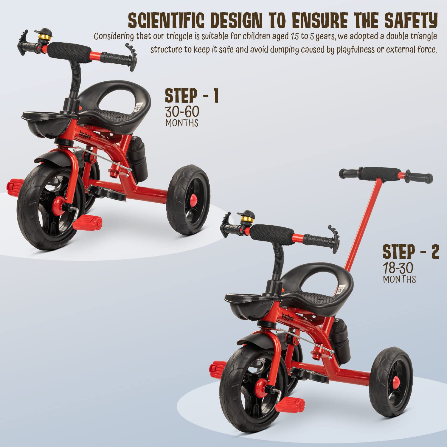 Minikin Sporty Trike | Parental Push Handle | Eva Wheels | 1-5 Years