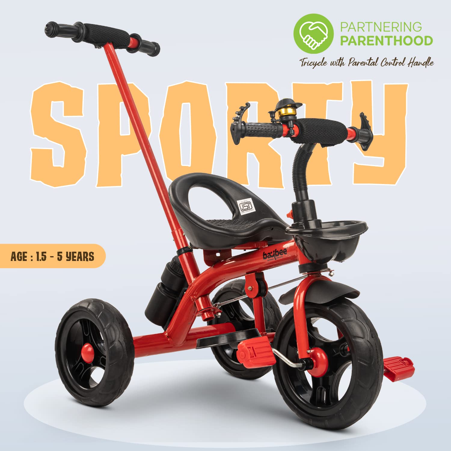 Minikin Sporty Trike | Parental Push Handle | Eva Wheels | 1-5 Years