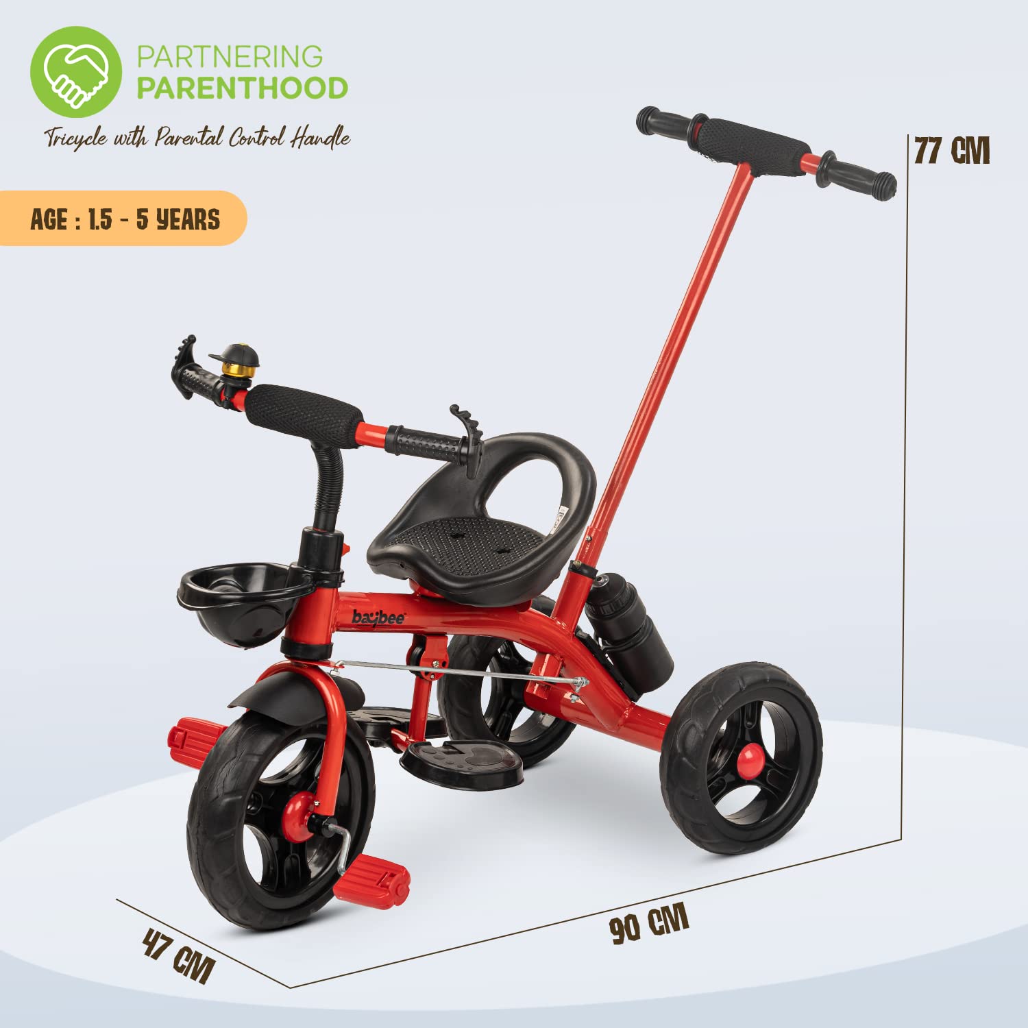 Minikin Sporty Trike | Parental Push Handle | Eva Wheels | 1-5 Years