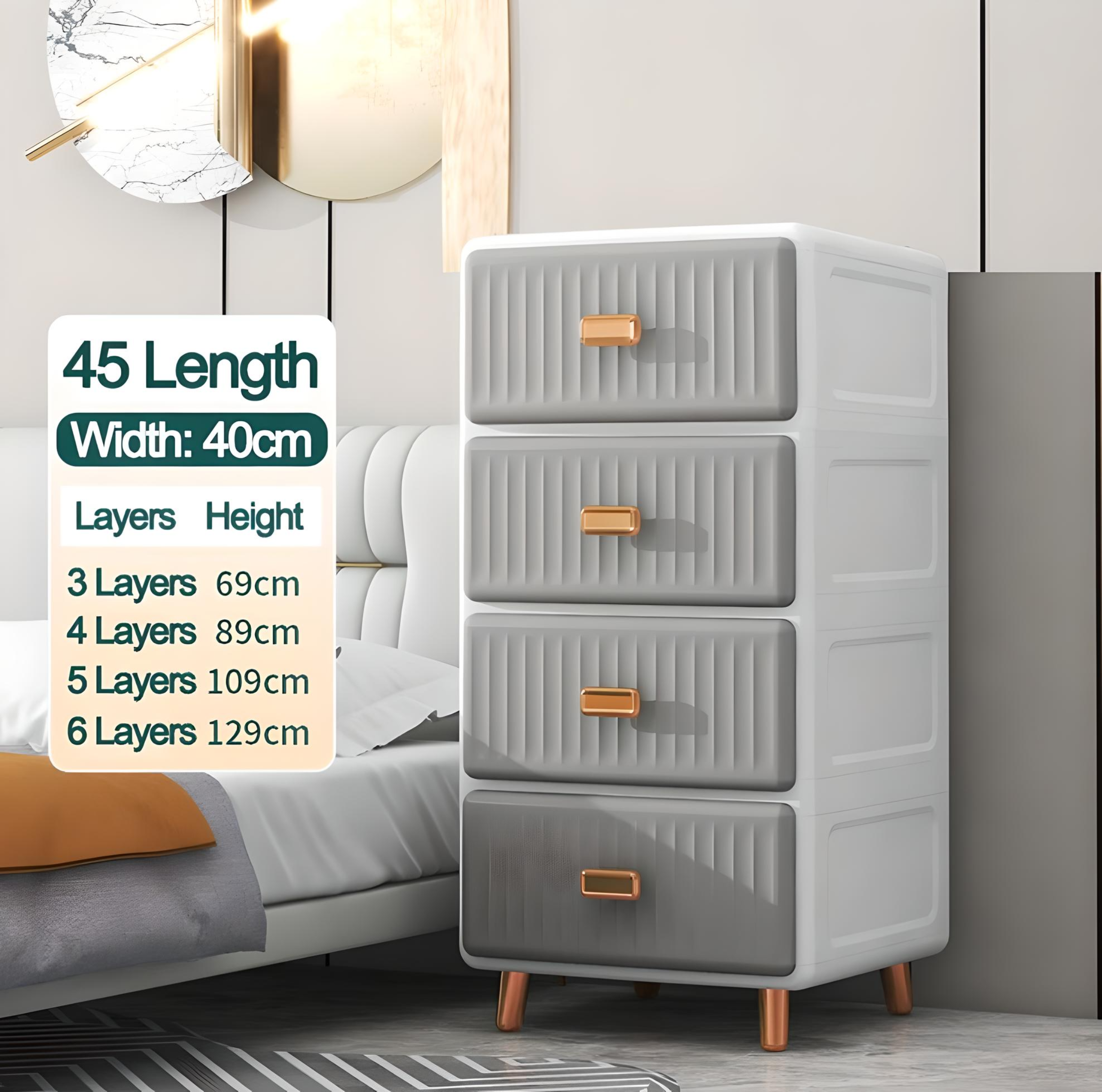 Minikin Verve Bedside Storage Cabinet I Multipurpose Usage I Electroplated Handle & Base