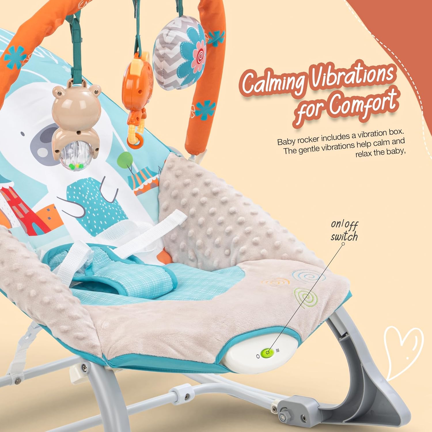 Bella 2-in-1 Baby Rocker & Bouncer - Adjustable, Vibrations, Music & Toys (0-2 Years)