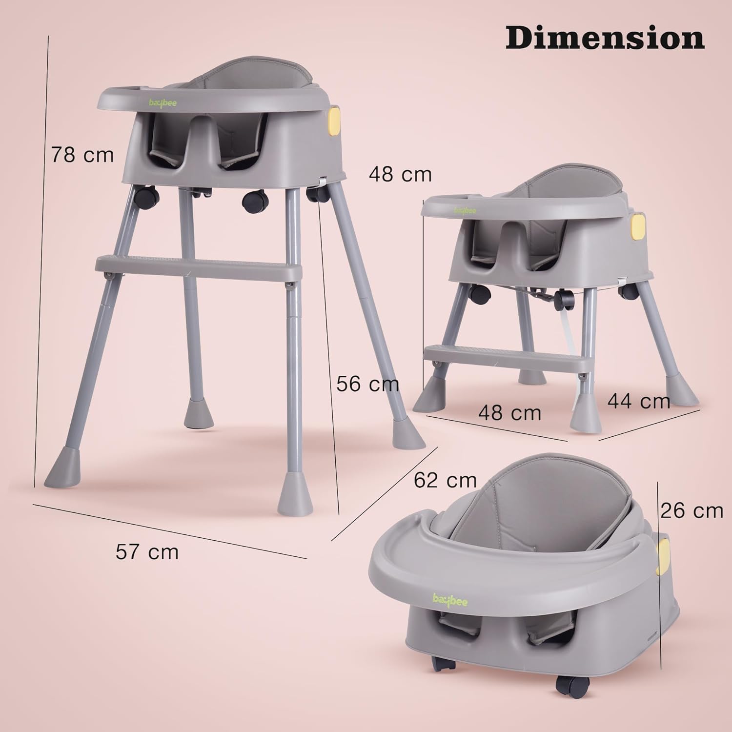 Minikin Bliss 4-in-1 Convertible High Chair – Multi-Function Booster Chair & High Chair for Kids (6 Months+)