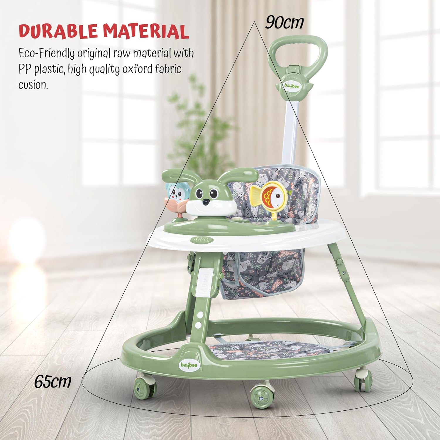 Bunny Pro 2-in-1 Baby Walker with Parental Control Bar – Musical Toy, Adjustable Height & Foldable (6 Months to 18 Months)