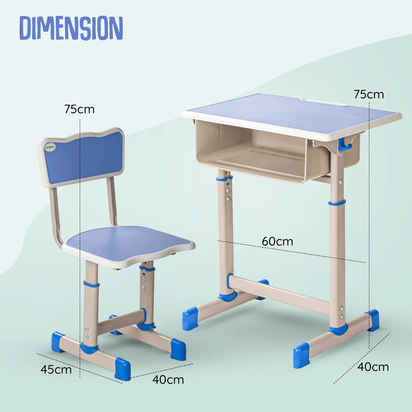 Minikin Bright Kids Study Table with Chair | 3 Height Adjustable Desk & Chair | 2-12 Years