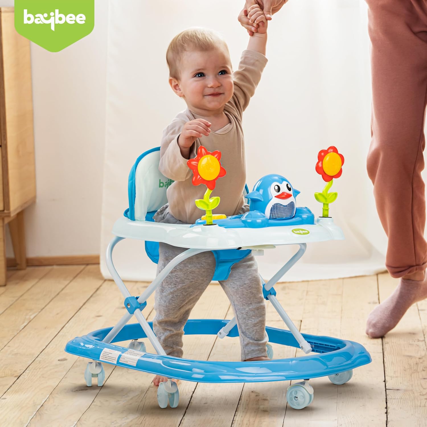 Minikin Clora Baby Musical Walker | Height Adjustable & Foldable Design I 6M - 18M