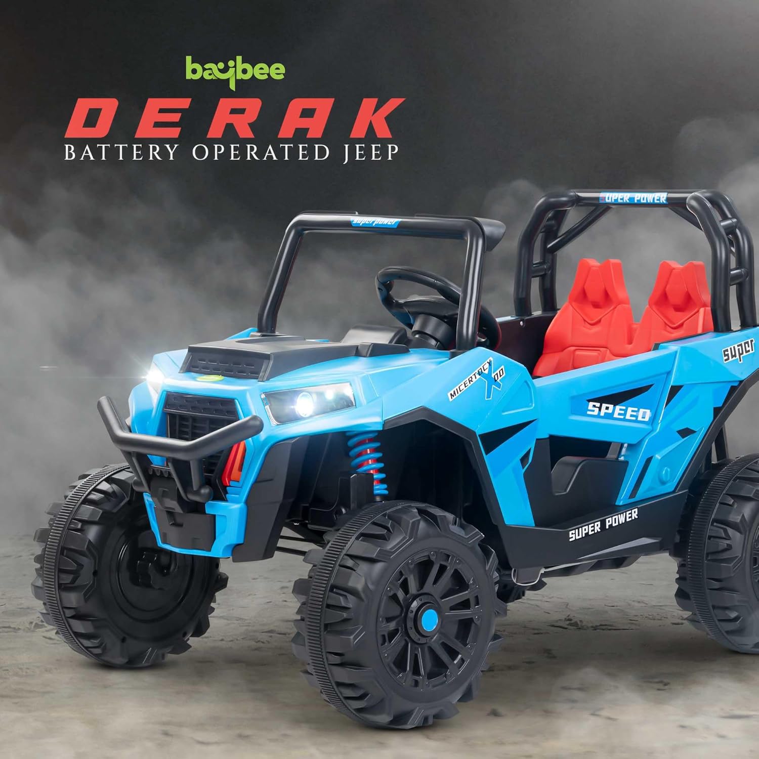 Derak Electric Jeep for Kids with Music, Lights & Suspension | 1-6 Years