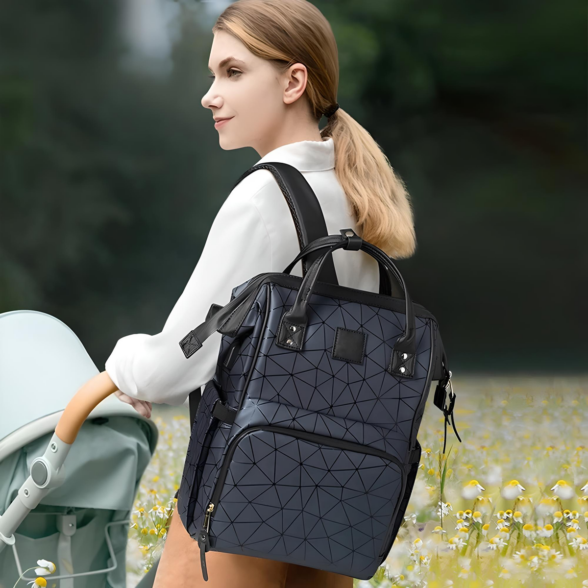 Minikin Elita PU Leather Mother Bag I Water-proof Travel Friendly Diap