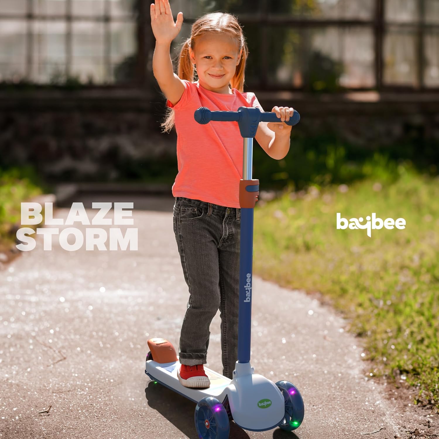 Blaze Storm Runner Scooter for Kids | 3 PU LED Lightup Wheels & Brake | Height Adjustable | 2-10 Years