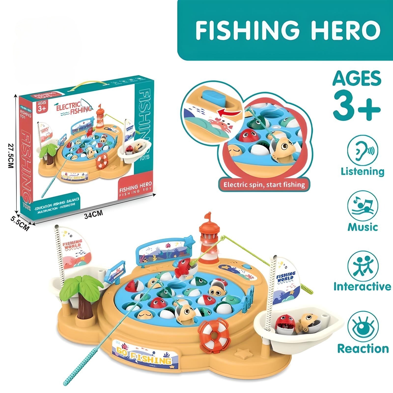 Kids Fishing Playset - Interactive Fishing Toy  | Develops Fine Motor Skills & Hand-Eye Coordination | Children Aged 3+ Years