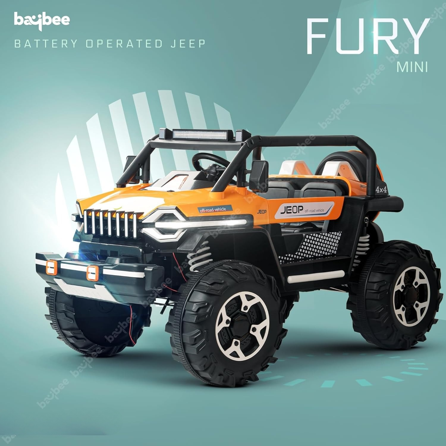 Minikin Fury 2x2 Rechargeable Jeep | Top End Configuration | Ages 1-8 Years