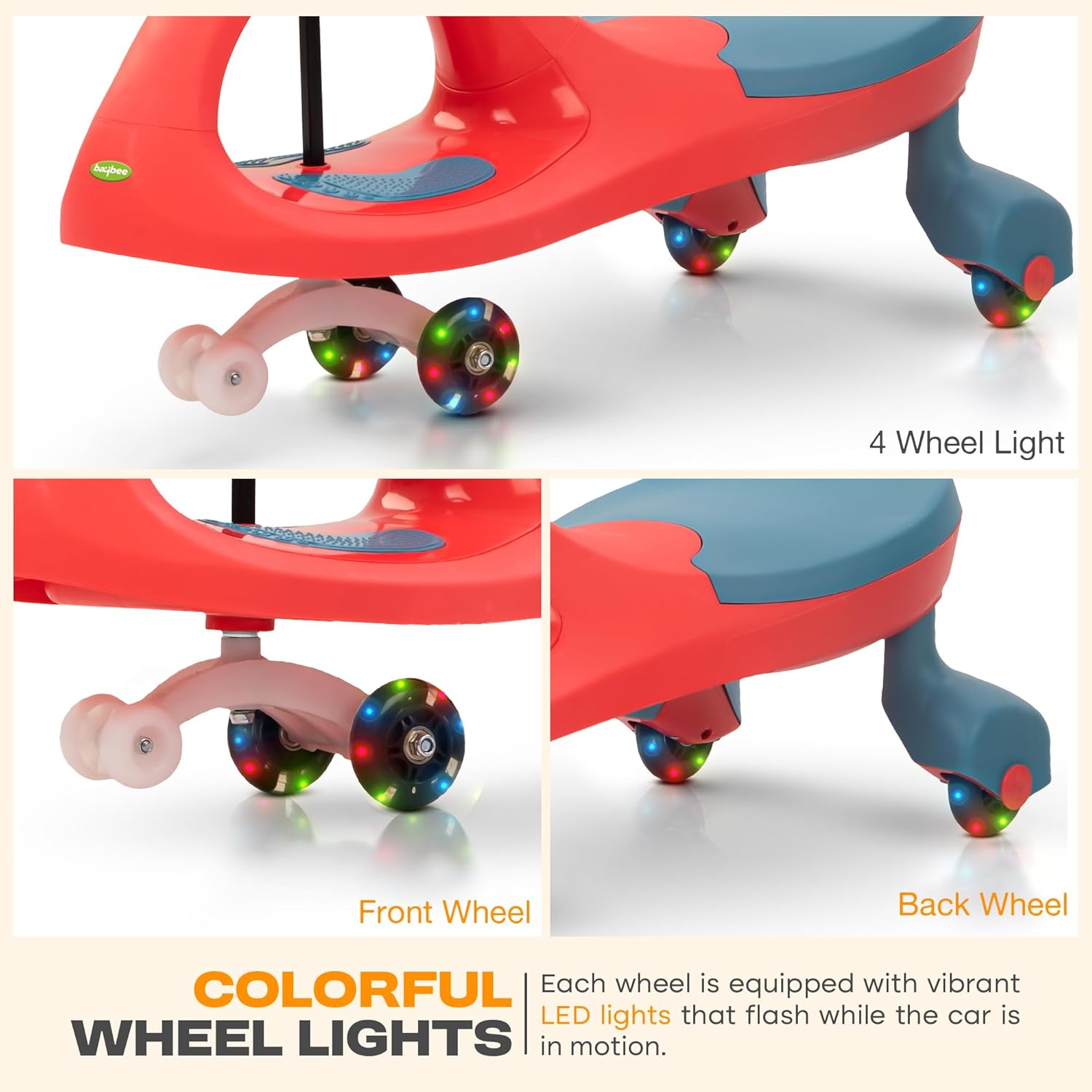 Glide Kids Ride On Car - 360° Magic Swing Twister with Music, LED Wheels & Push Function (Ages 3-8)