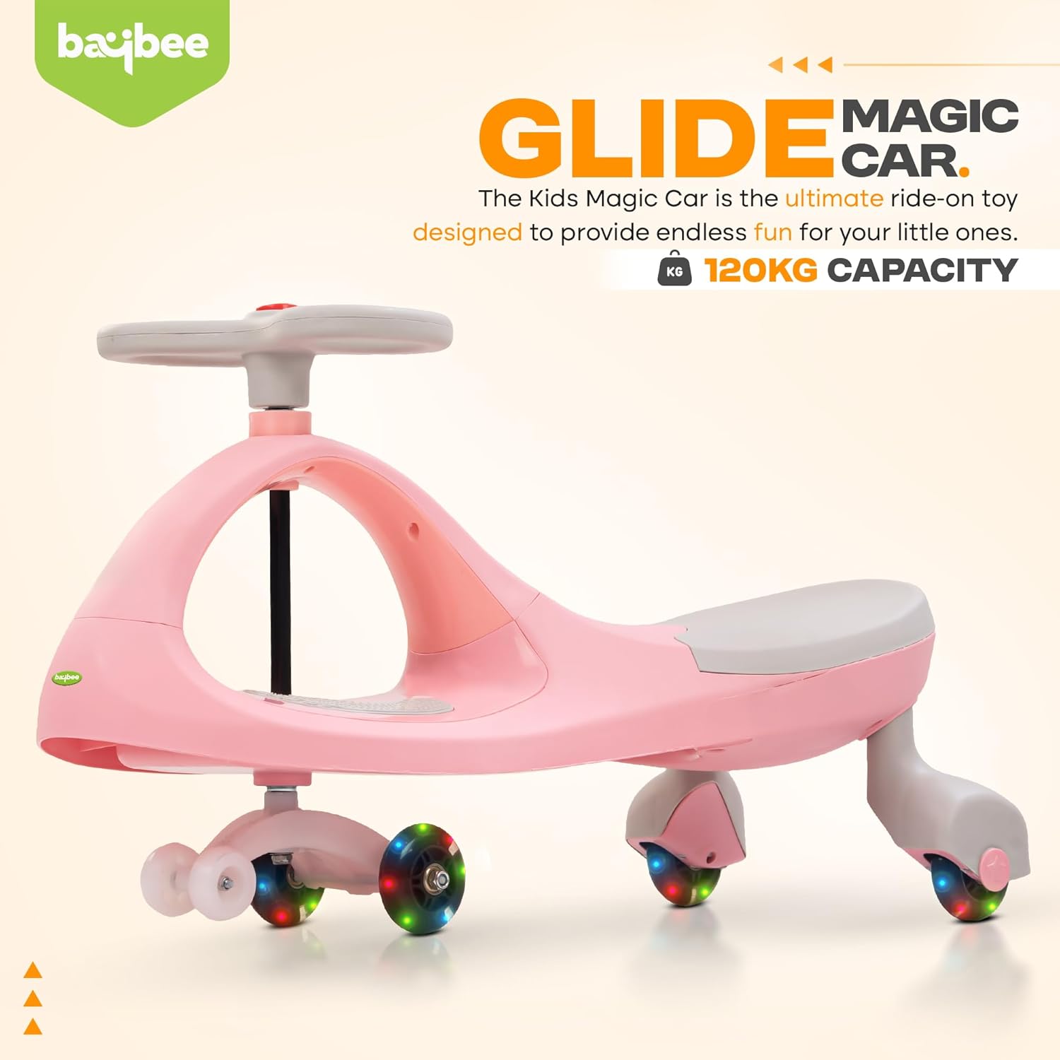 Glide Kids Ride On Car - 360° Magic Swing Twister with Music, LED Wheels & Push Function (Ages 3-8)