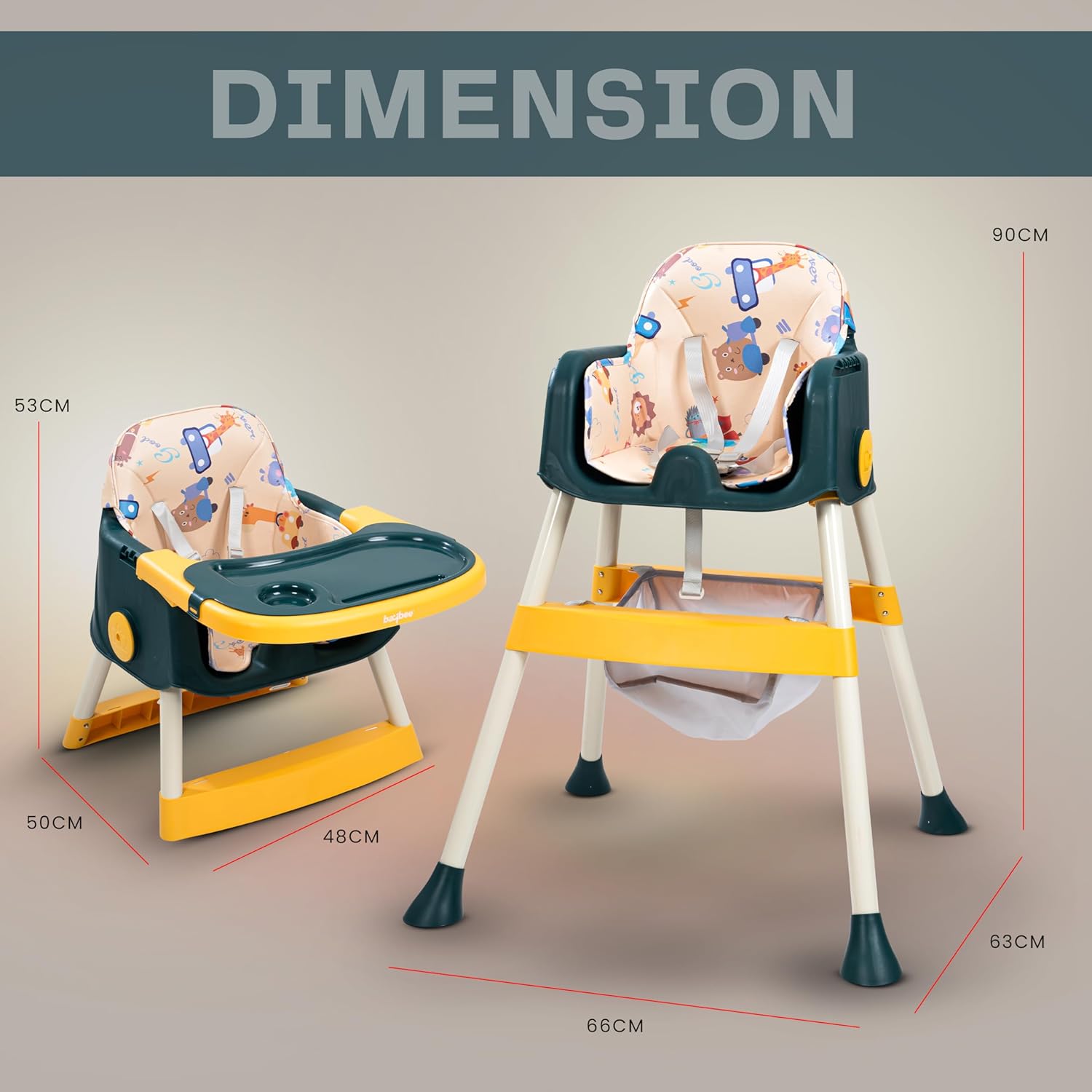 Minikin 3 in 1 Lola Baby High Chair | Convert to Booster Chair | Foldable Design