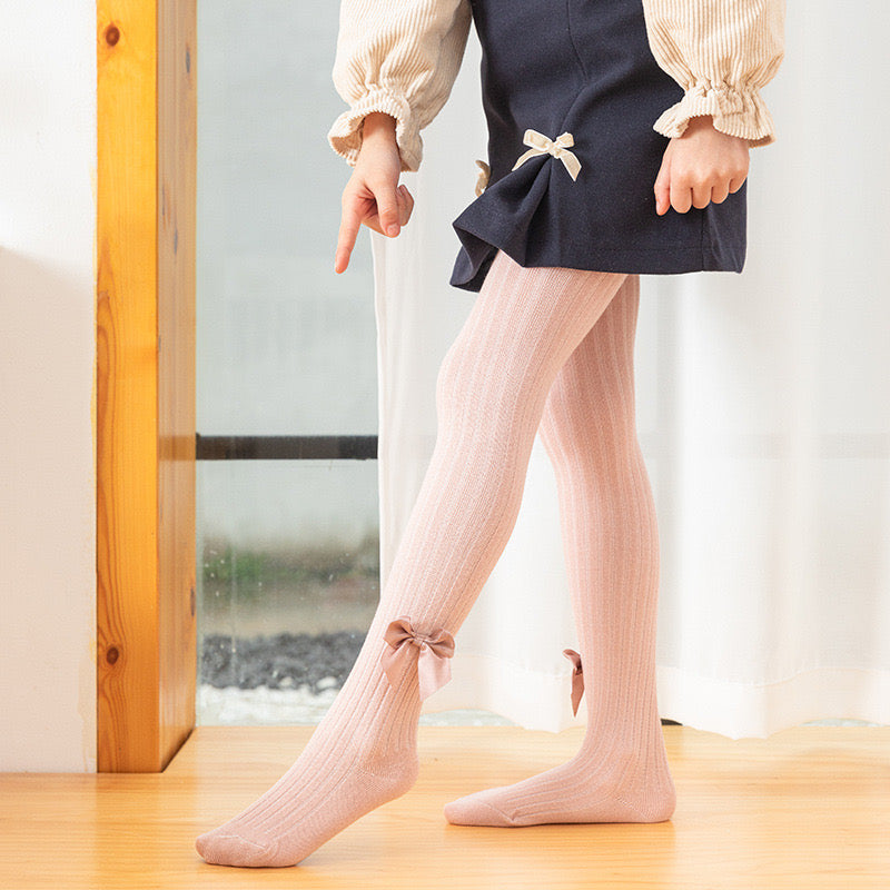 Fancy white tights for kids Ribbons 