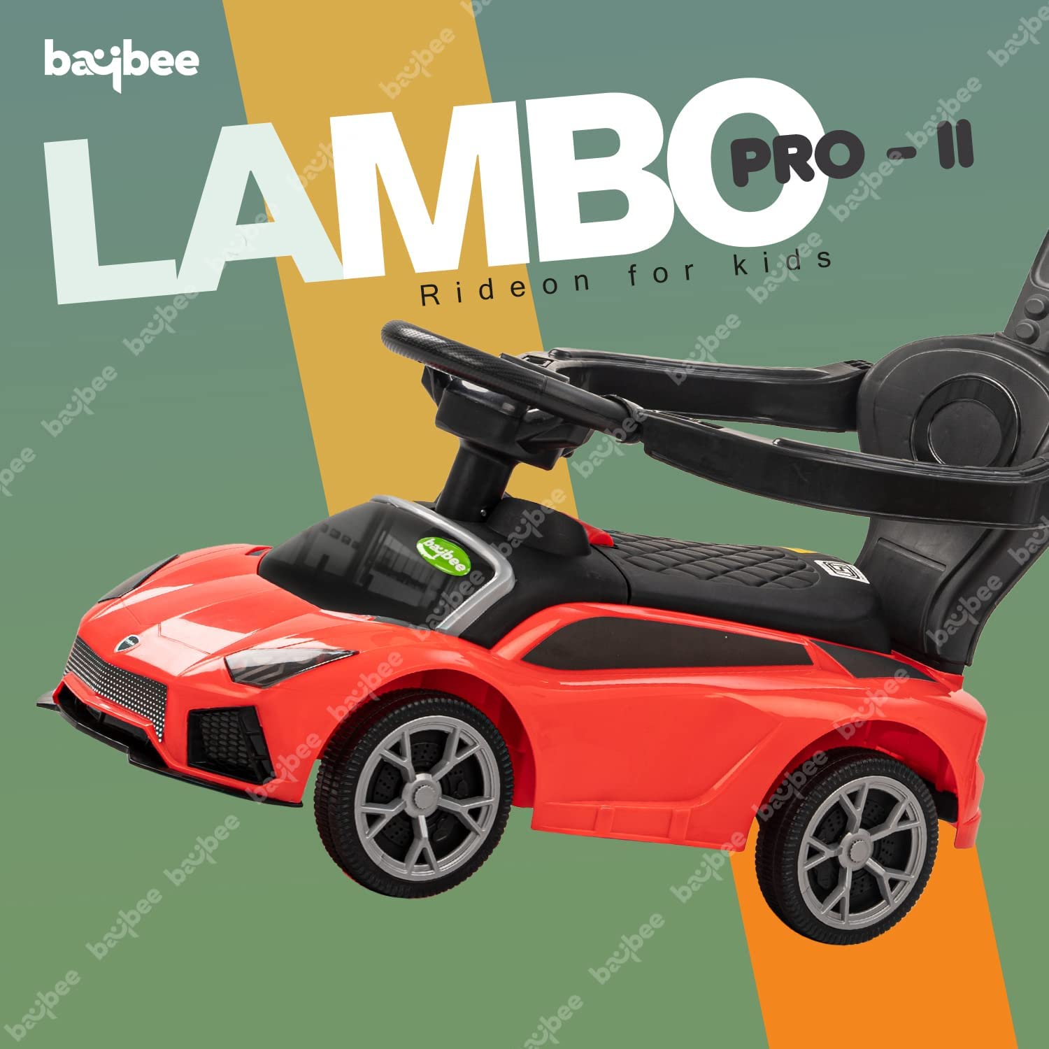 Minikin Lambo Pro 2 in 1 Push Ride on Car | Parental Bar |  Anti-Fall Guard | 6M - 4 Years