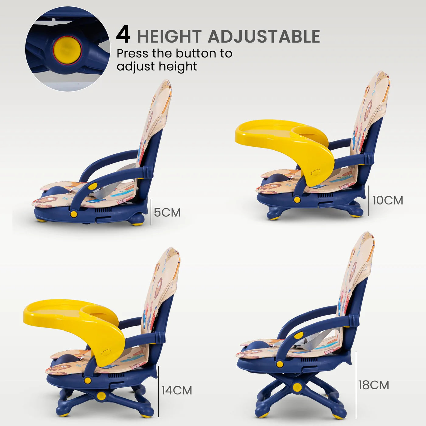 Luna 2-in-1 Portable Chair & Booster – Adjustable Height, Foldable Design (6 Months to 3 Years)