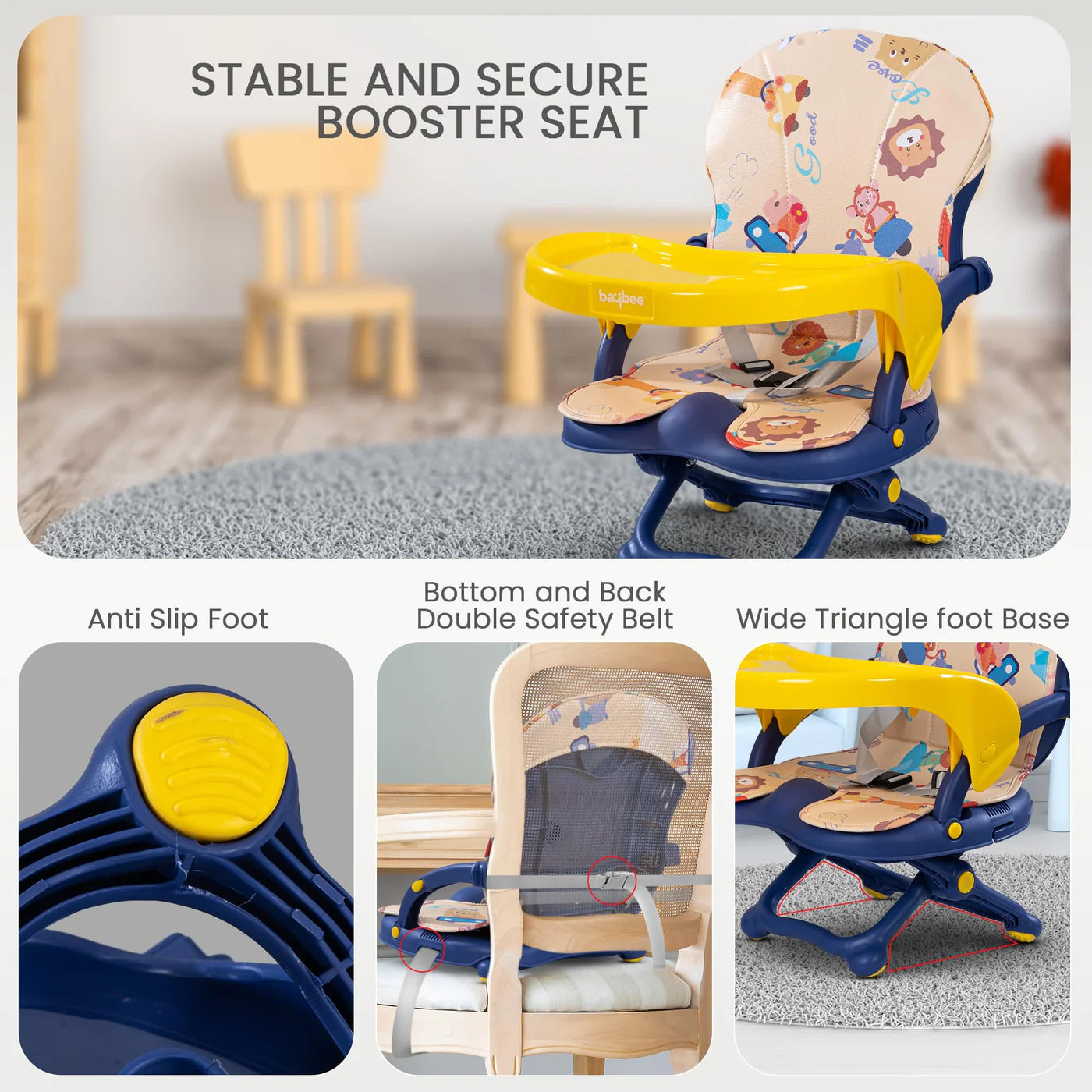 Luna 2-in-1 Portable Chair & Booster – Adjustable Height, Foldable Design (6 Months to 3 Years)