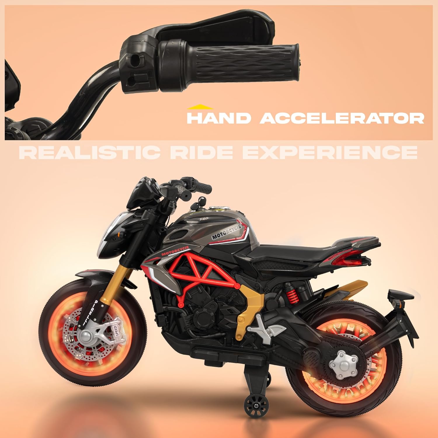 MTK Kids Electric Rechargeable Bike with Accelerator, Music & Light | 2-10 Years