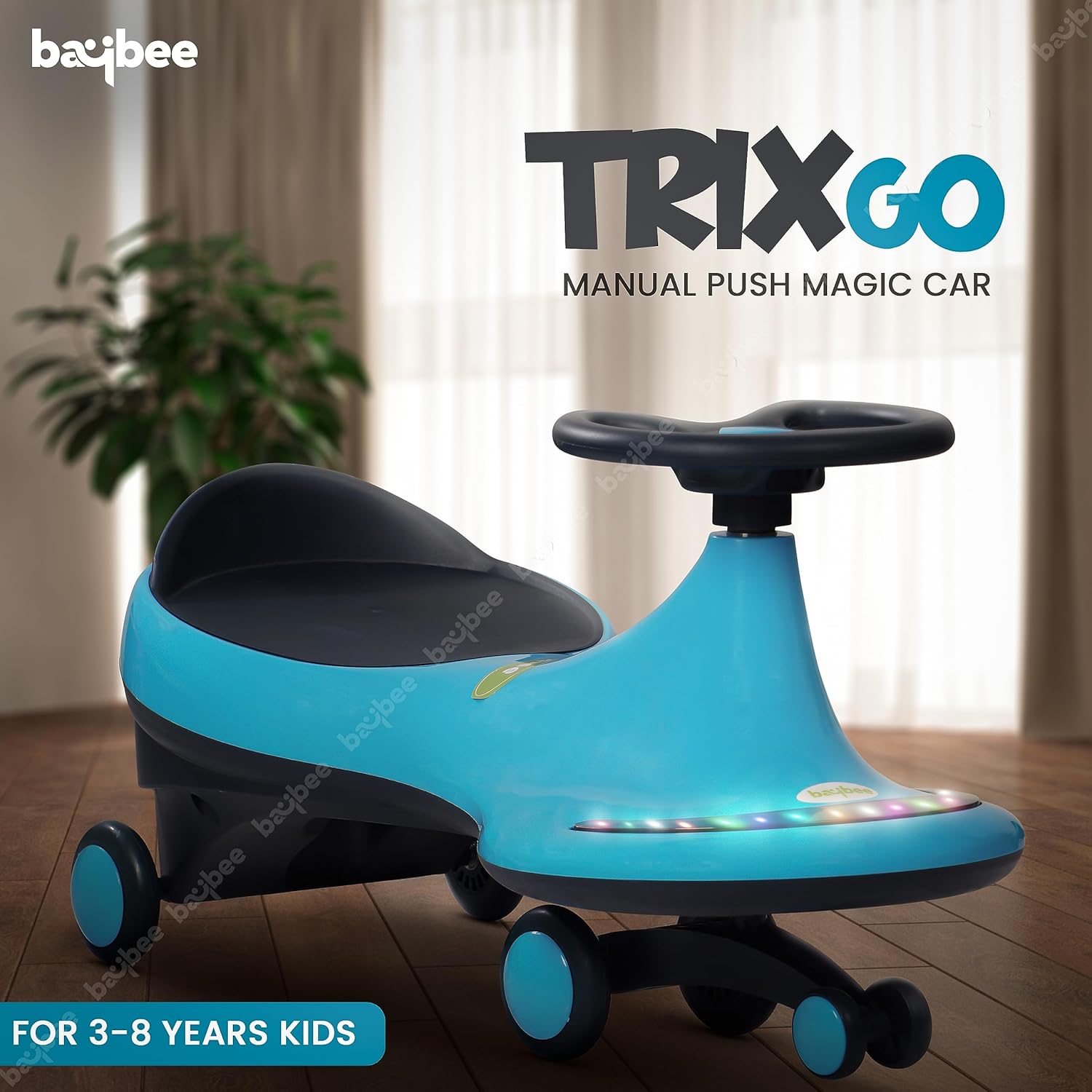 Trixgo Baby Swing Cars for Kids | Push Ride on Baby Car with 360° Rotation, Led Lights | 2-8 Years