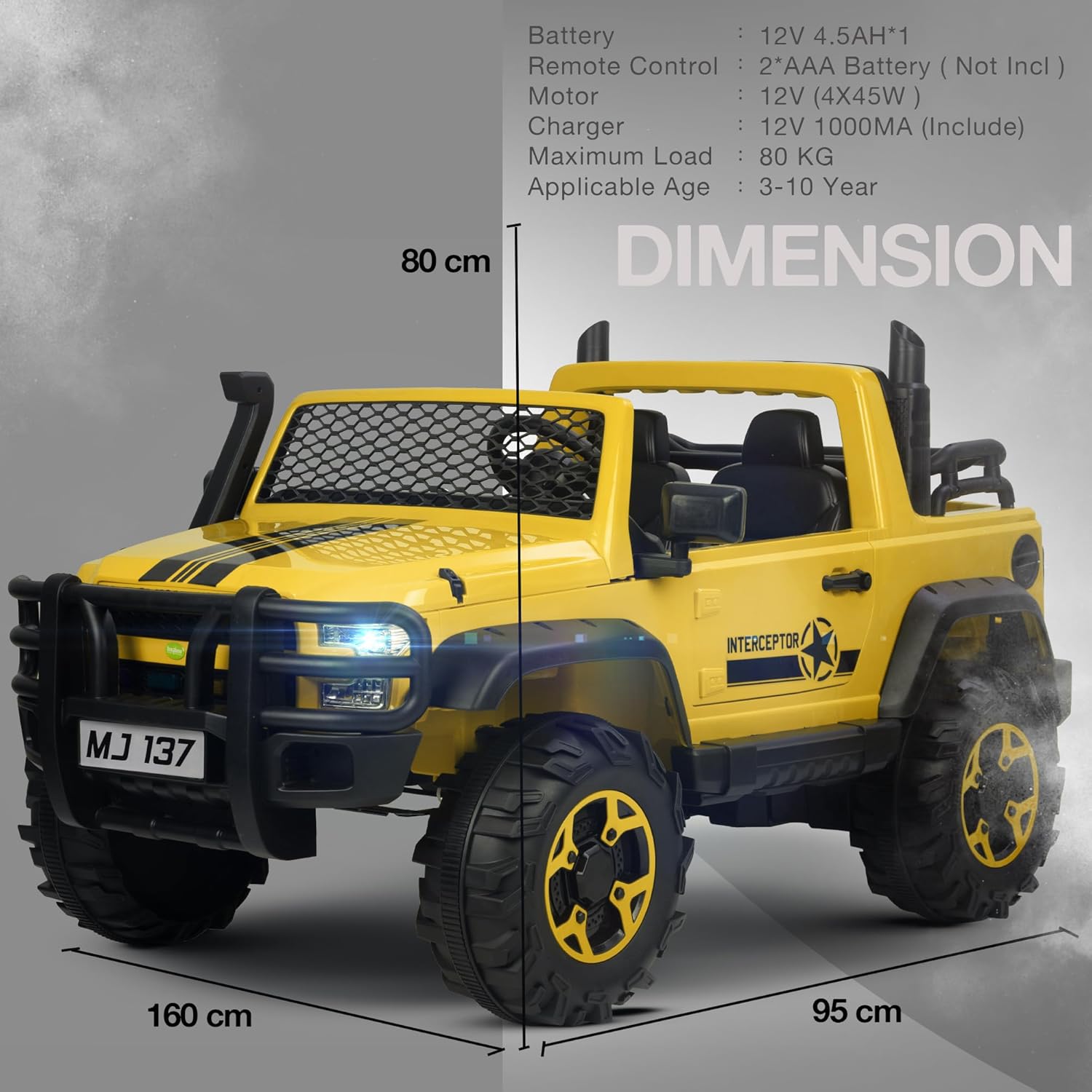 Rampage 4x4 India's Largest Kids Electric Jeep | Inbuilt Bluetooth, Music & Lights | 1-12 Years