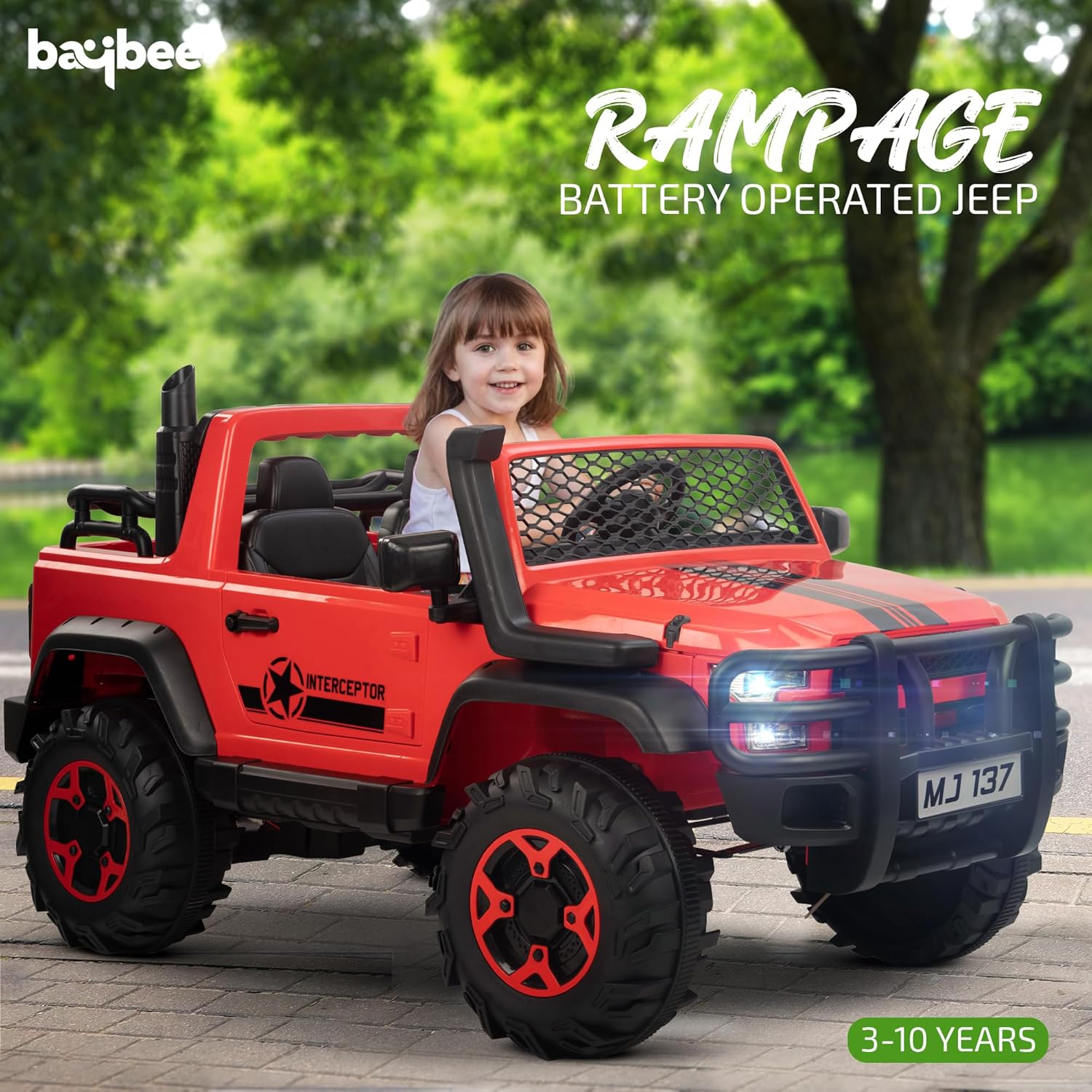 Rampage 4x4 India's Largest Kids Electric Jeep | Inbuilt Bluetooth, Music & Lights | 1-12 Years