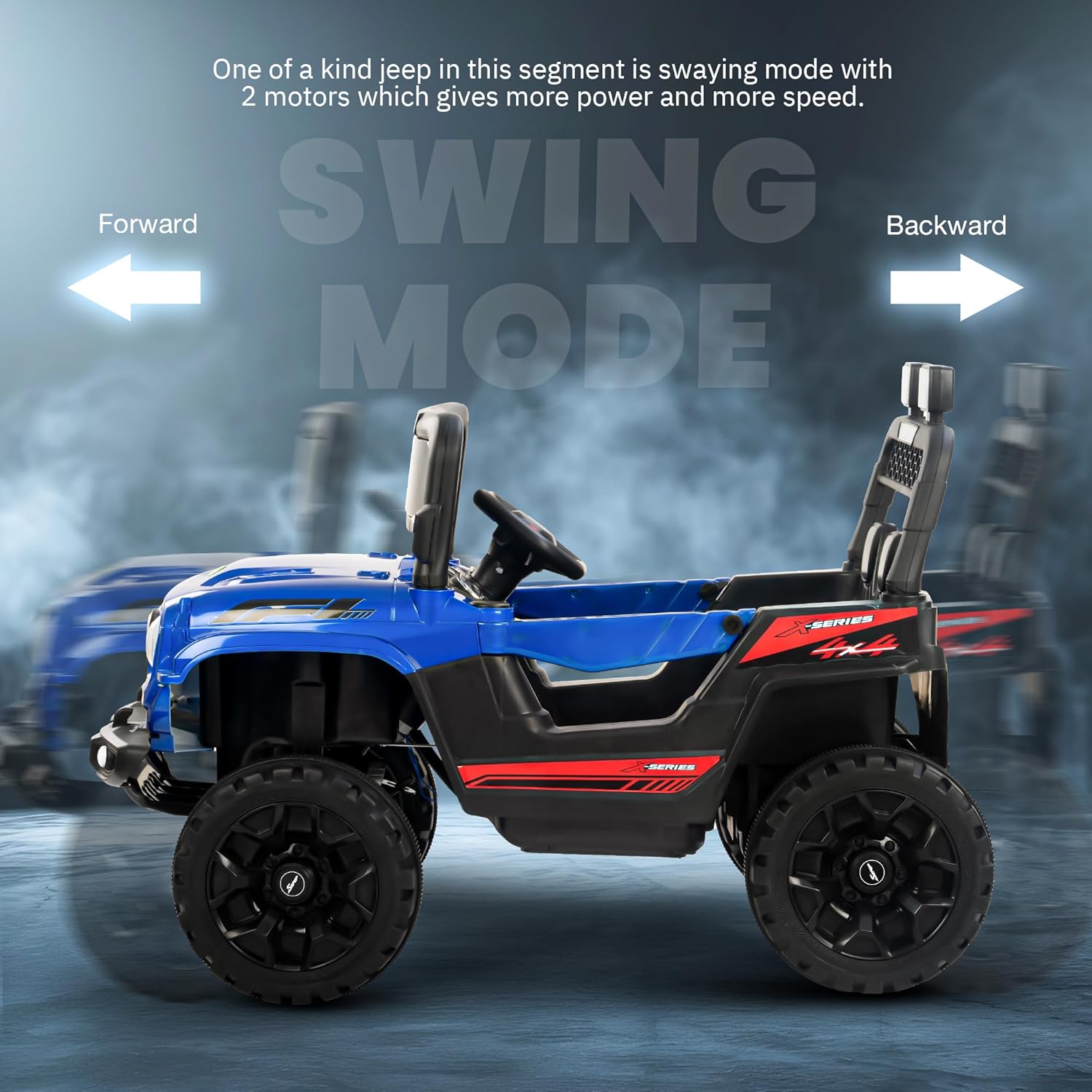 Minikin Maestro 4X4 Kids Electric Rechargeable Jeep | Ride On Toy Car with Light, Music | 1-6 Years