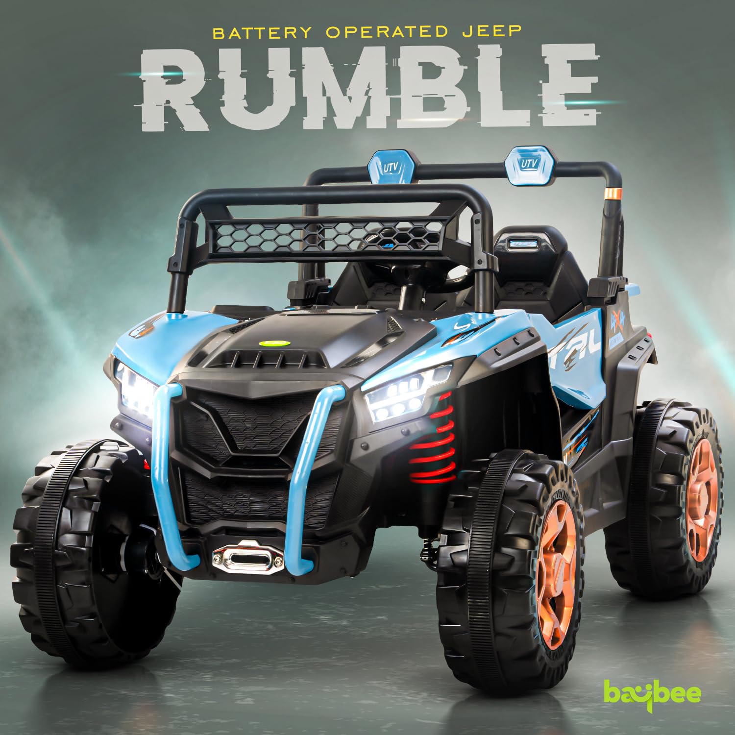 Rumble 4X4 Kids Electric Rechargeable Jeep | Ride On Toy Car with Light, Music | 1-8 Years