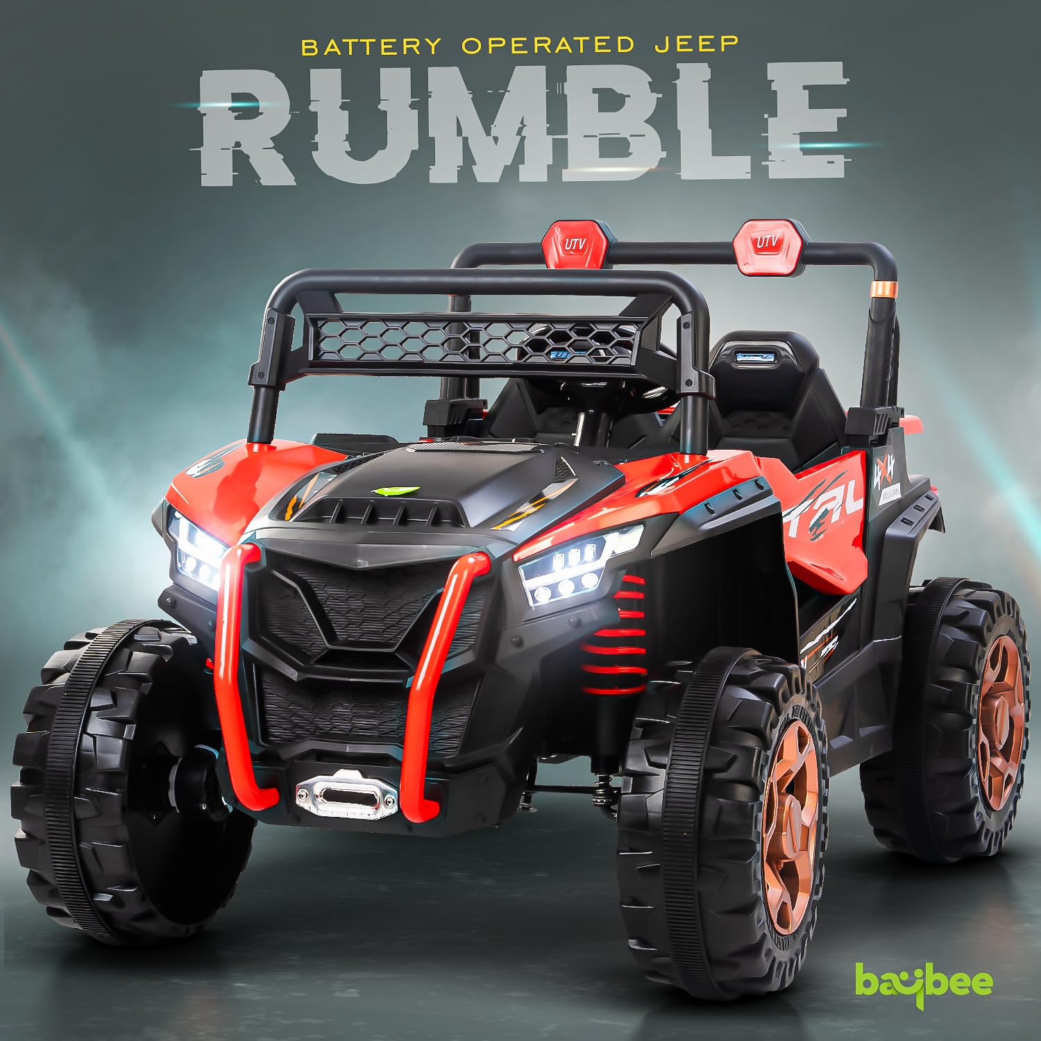 Rumble 4X4 Kids Electric Rechargeable Jeep | Ride On Toy Car with Light, Music | 1-8 Years