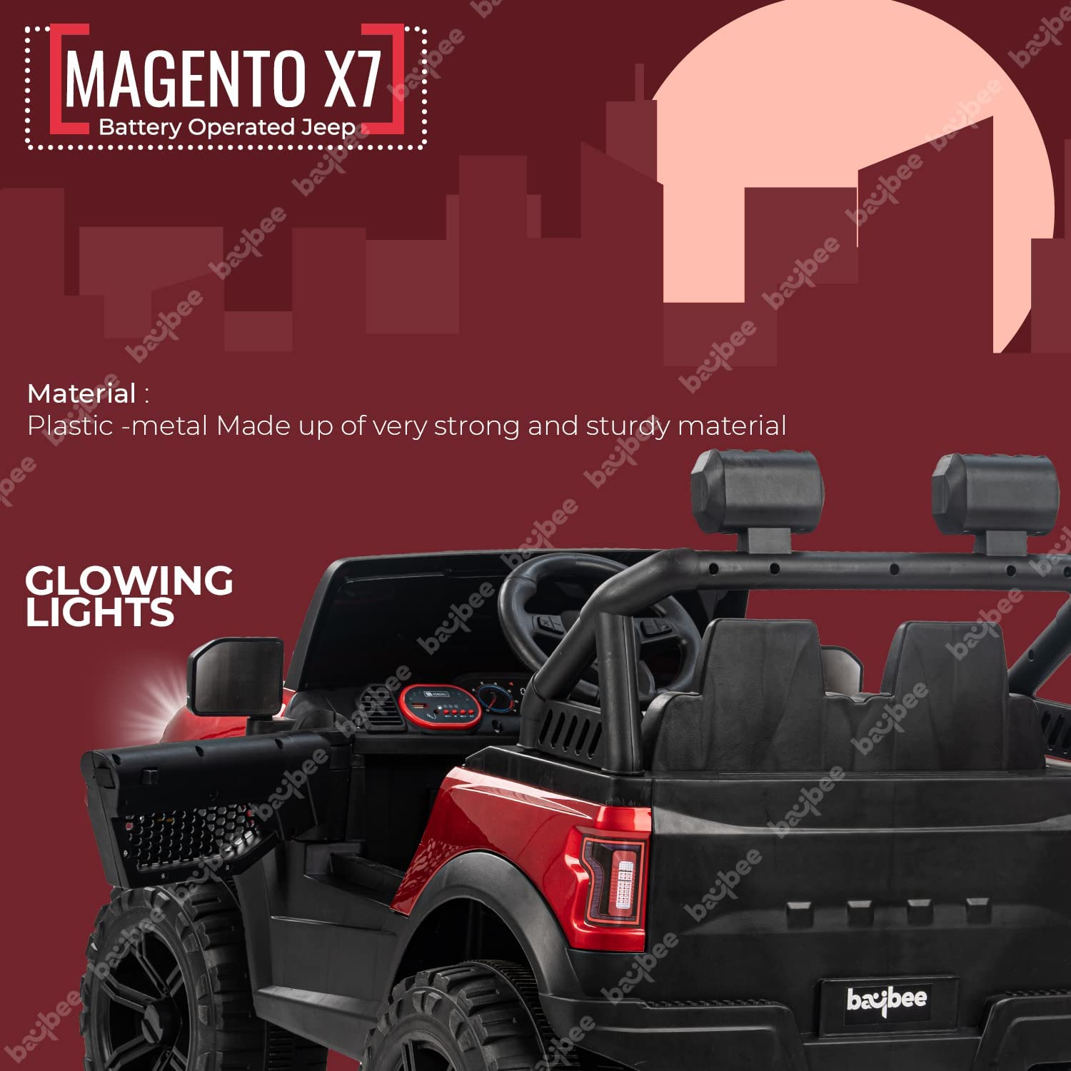 Minikin Magneto 4x4 Rechargeable Battery Operated Jeep I Large Size I 1 to 8 Years