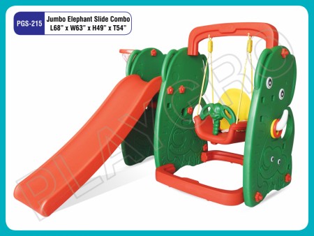 Minikin Jumbo Elephant Slide Combo with Swing & Basketball | 1-6 Years