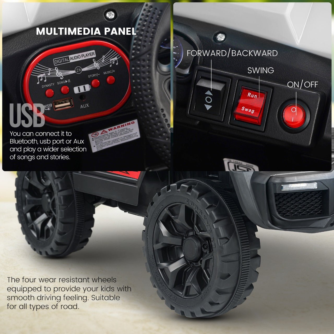 Minikin Ranger Electric Rechargeable Jeep | RGB Light & Music | 1-6 Years