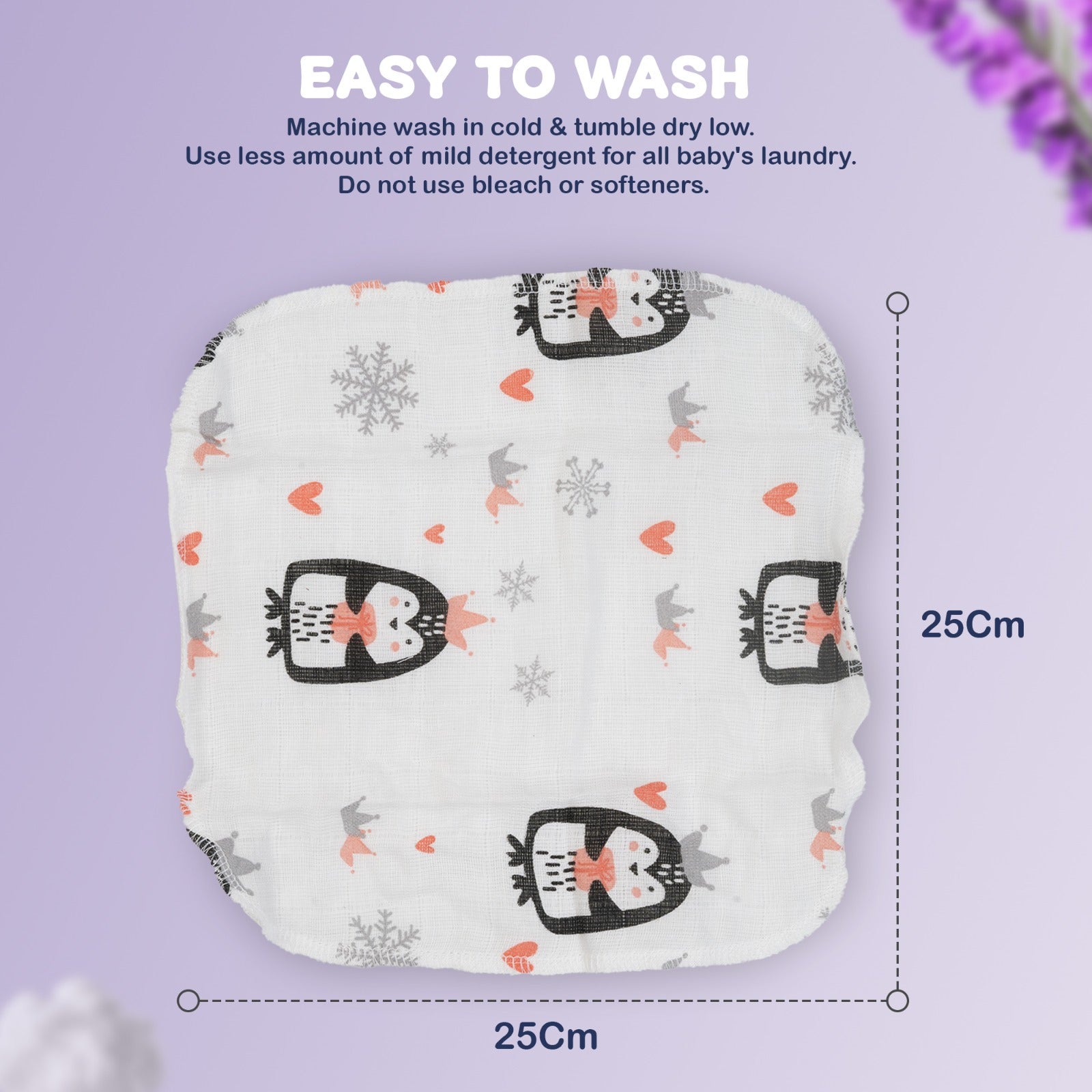 Organic 6 Layered Muslin Cotton Wash Cloths | Reusable Baby Wipes/Baby Towel - Assorted Print