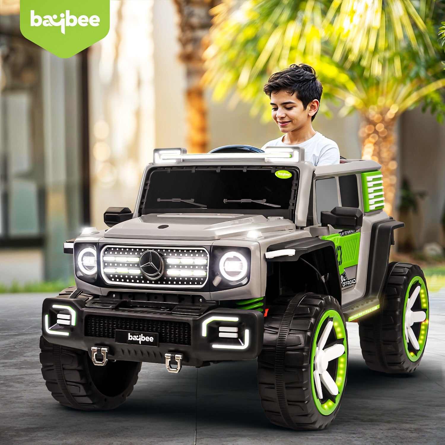 Brabuz 4x4 Kids Rechargeable Monster Jeep, Premium Leather Seat, Ages 1-10 Years