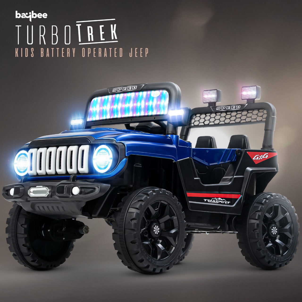 Turbotrek 4x4 Electric Rechargeable Jeep | RGB Light & Music | 1-5 Years