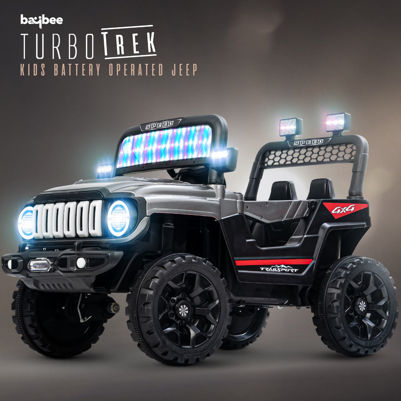 Turbotrek 4x4 Electric Rechargeable Jeep | RGB Light & Music | 1-5 Years