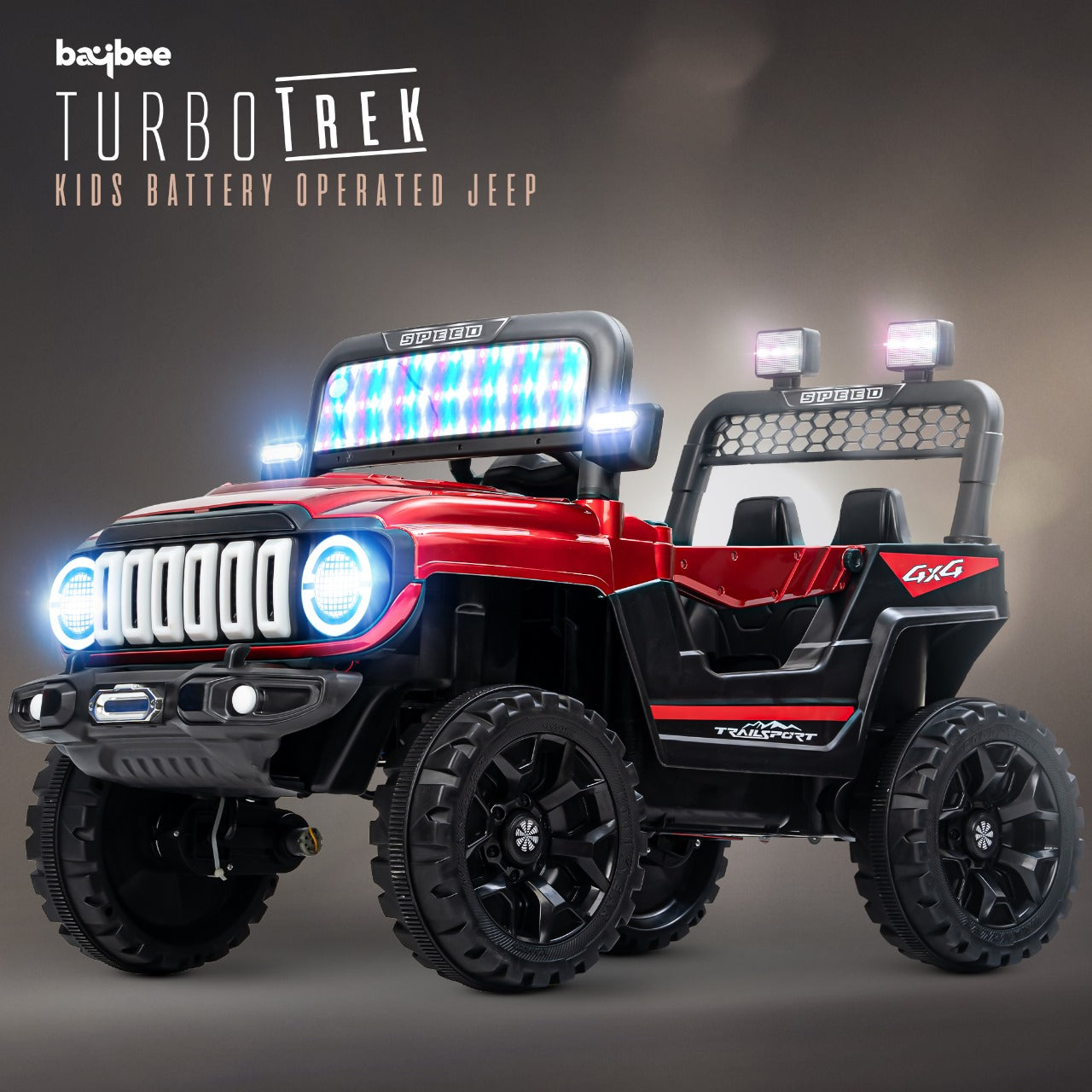 Turbotrek 4x4 Electric Rechargeable Jeep | RGB Light & Music | 1-5 Years